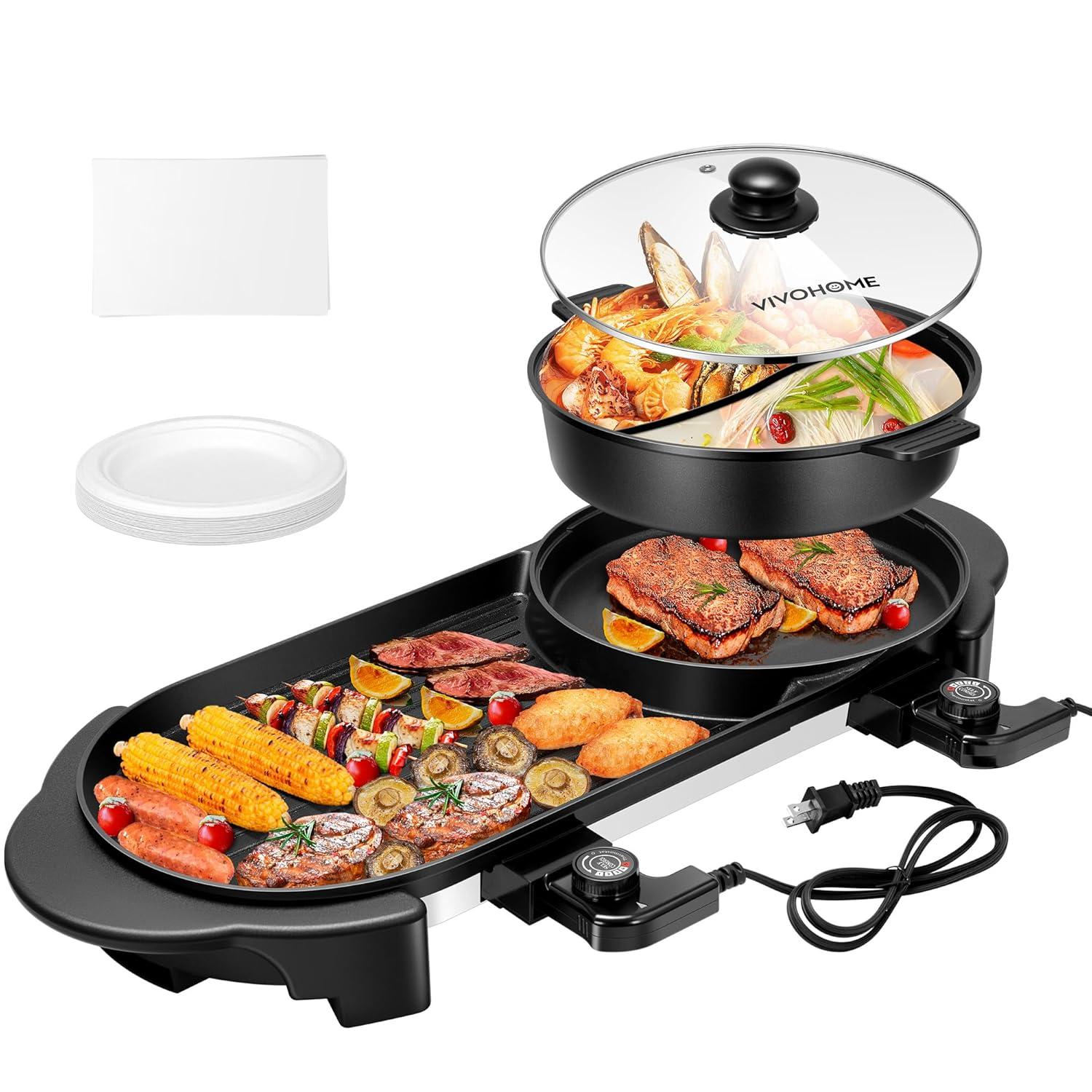 VIVOHOME VIVOHOME 28'' Non Stick Electric Grill with Glass Lid