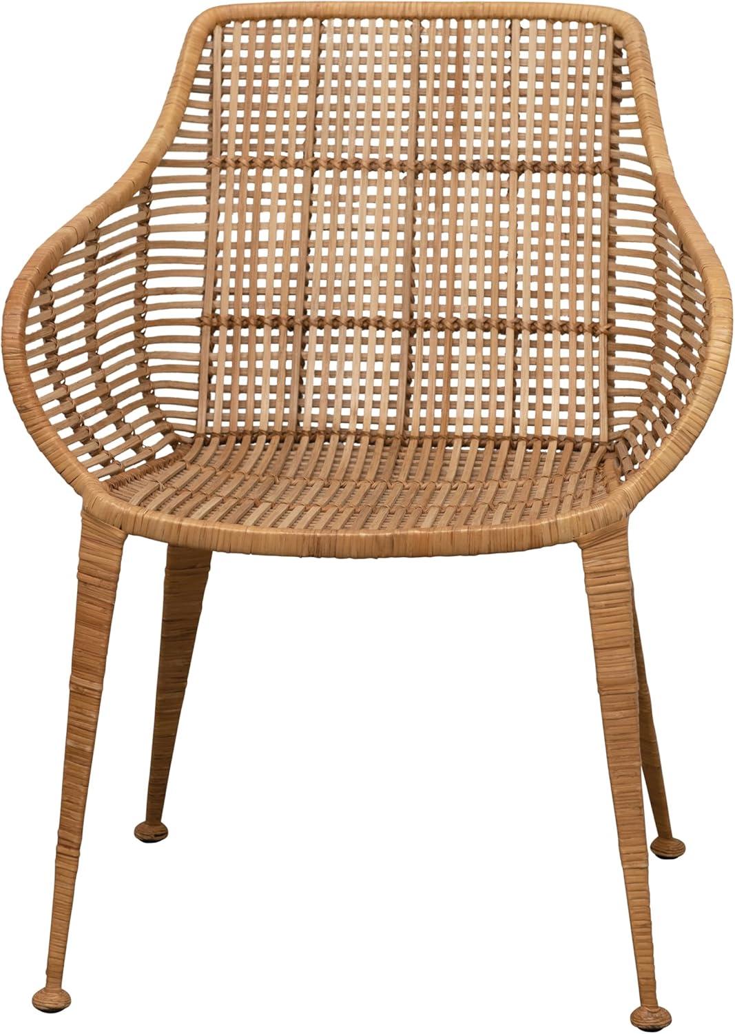 Bloomingville Hand-woven Rattan and Metal Arm Chair, Natural