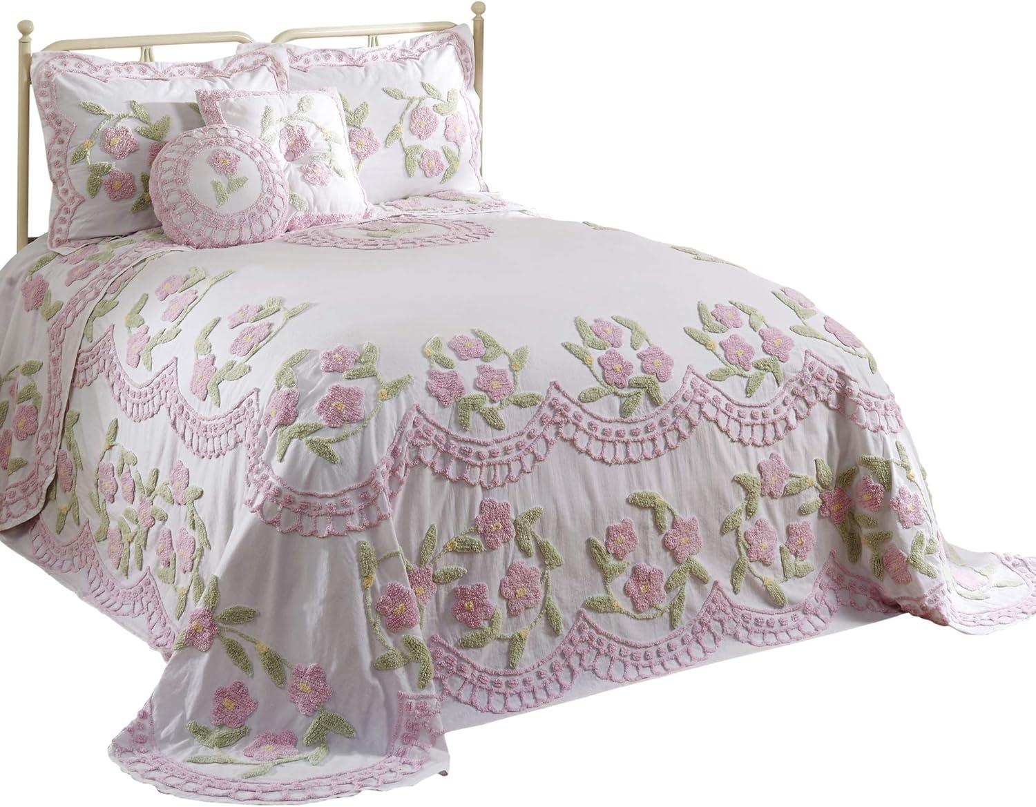 Better Trends Bloomfield 100% Cotton Chenille Coverlet/Bedspread Machine Washable Ultra Soft Floral Pattern All Season Bedding