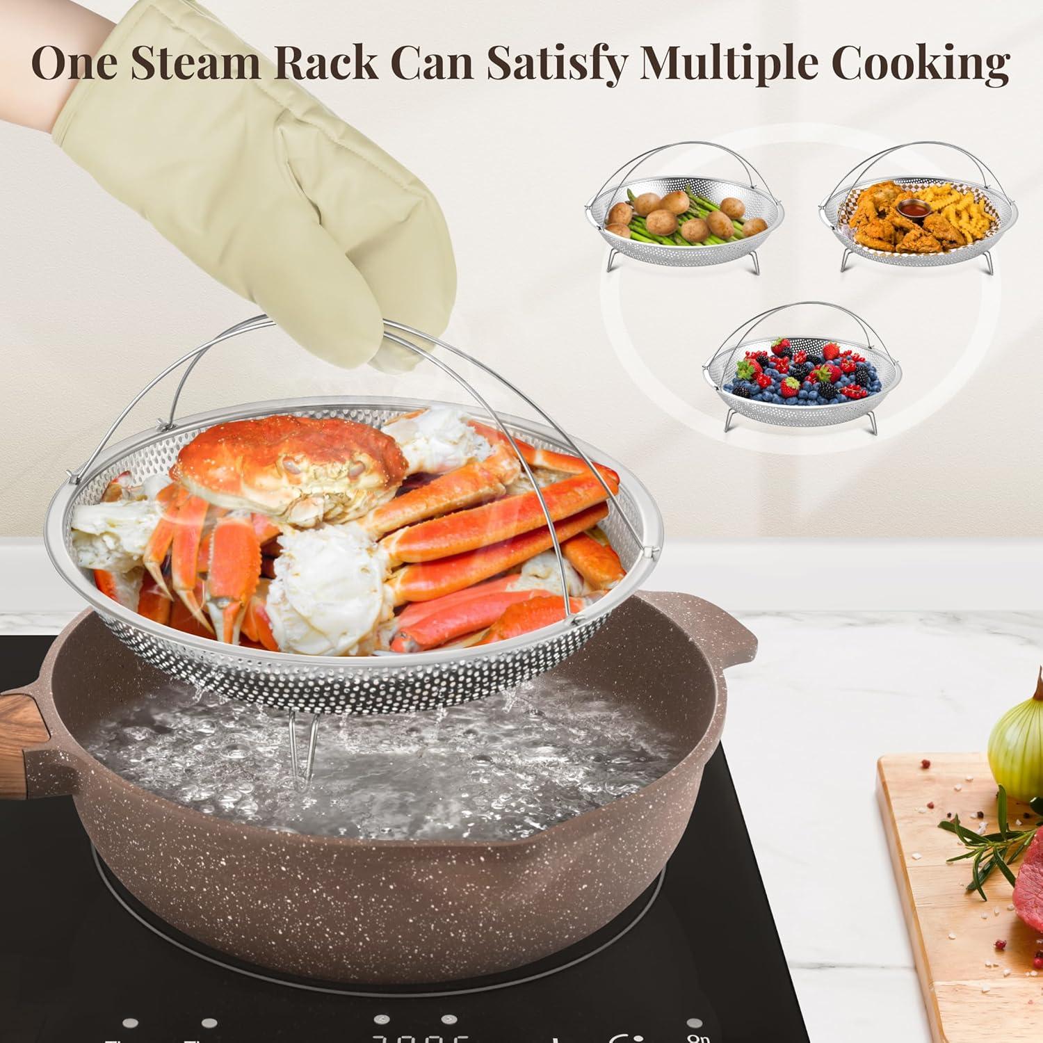 ARC 11 Inch Nonstick Deep Frying Pan Skille With Lid,5qt Sauté Pan For Cooking With Steam Rack,healthy Large Skillet,stay Cool Handle, Induction Compatible, Pfoa & Pfas Free. (brown)