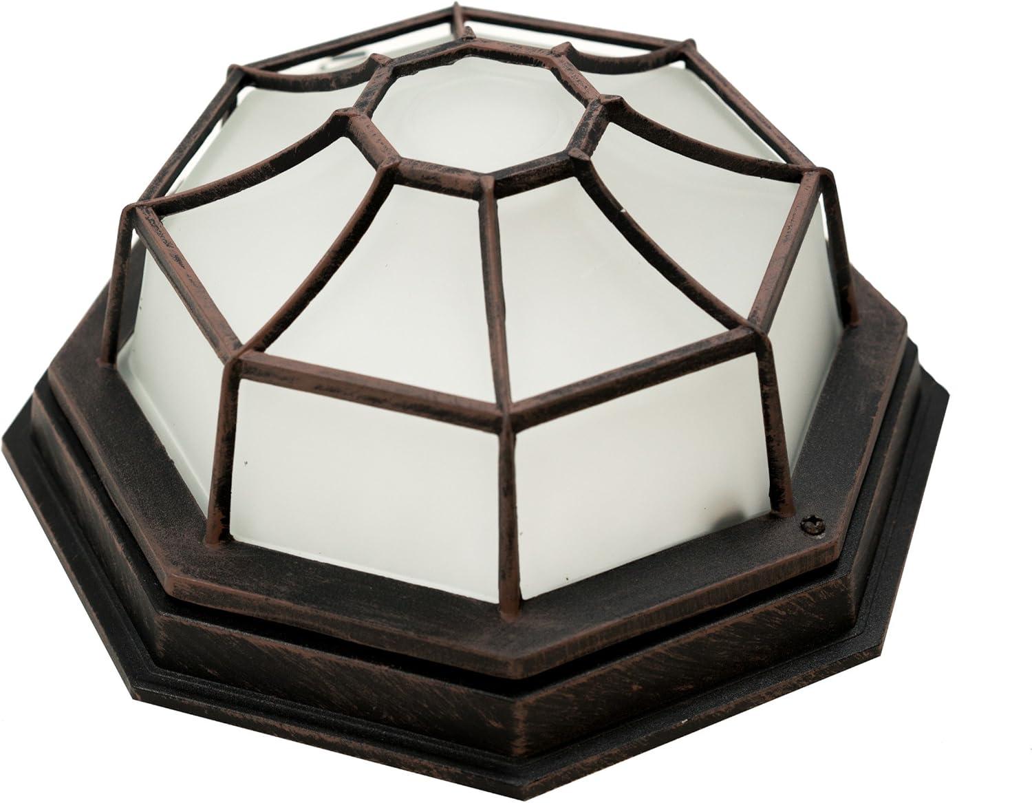 Trans Globe Lighting 40582 Wagon Wheel 1 Light Outdoor Flush Mount Ceiling Fixture - Rust