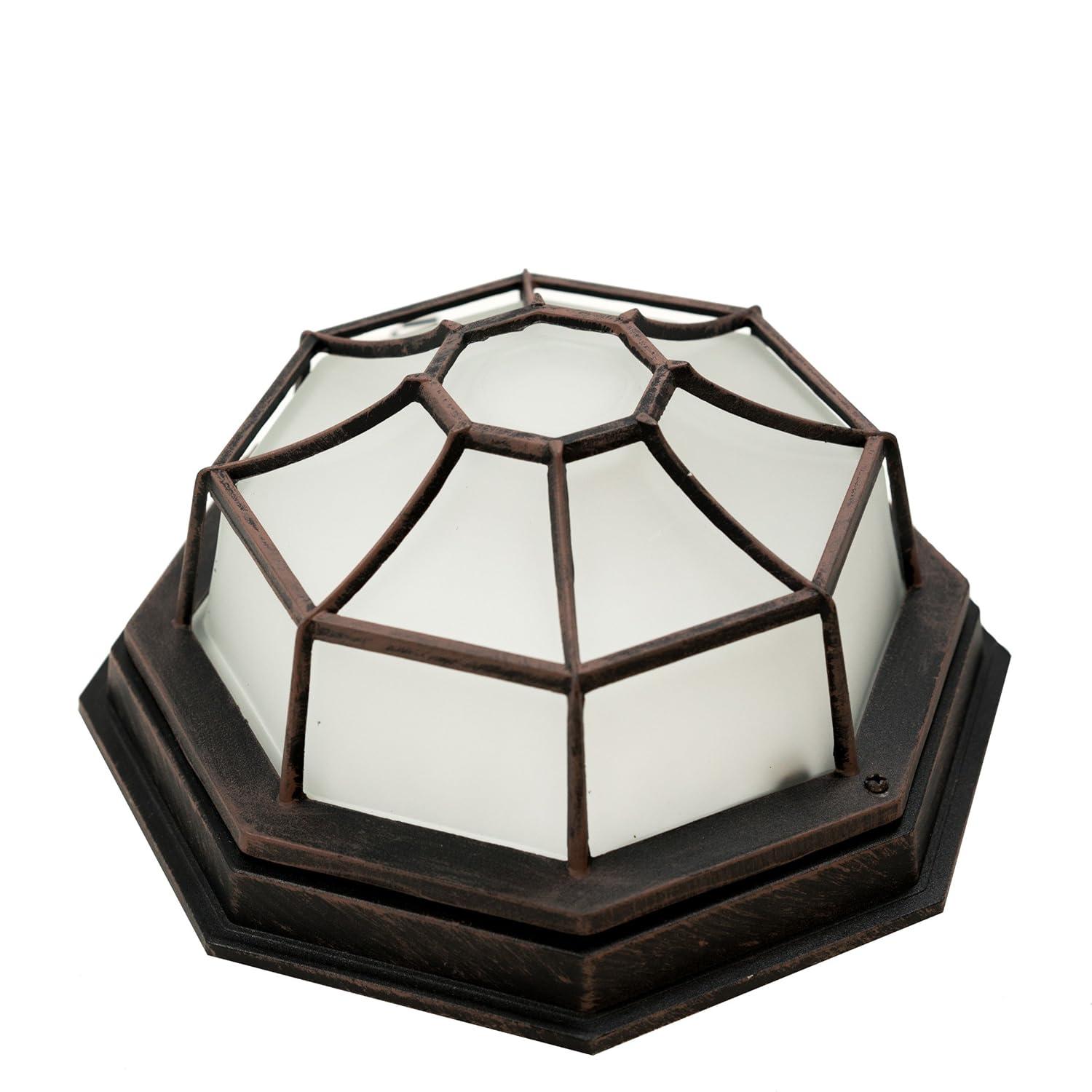 Trans Globe Lighting 40582 Wagon Wheel 1 Light Outdoor Flush Mount Ceiling Fixture - Rust