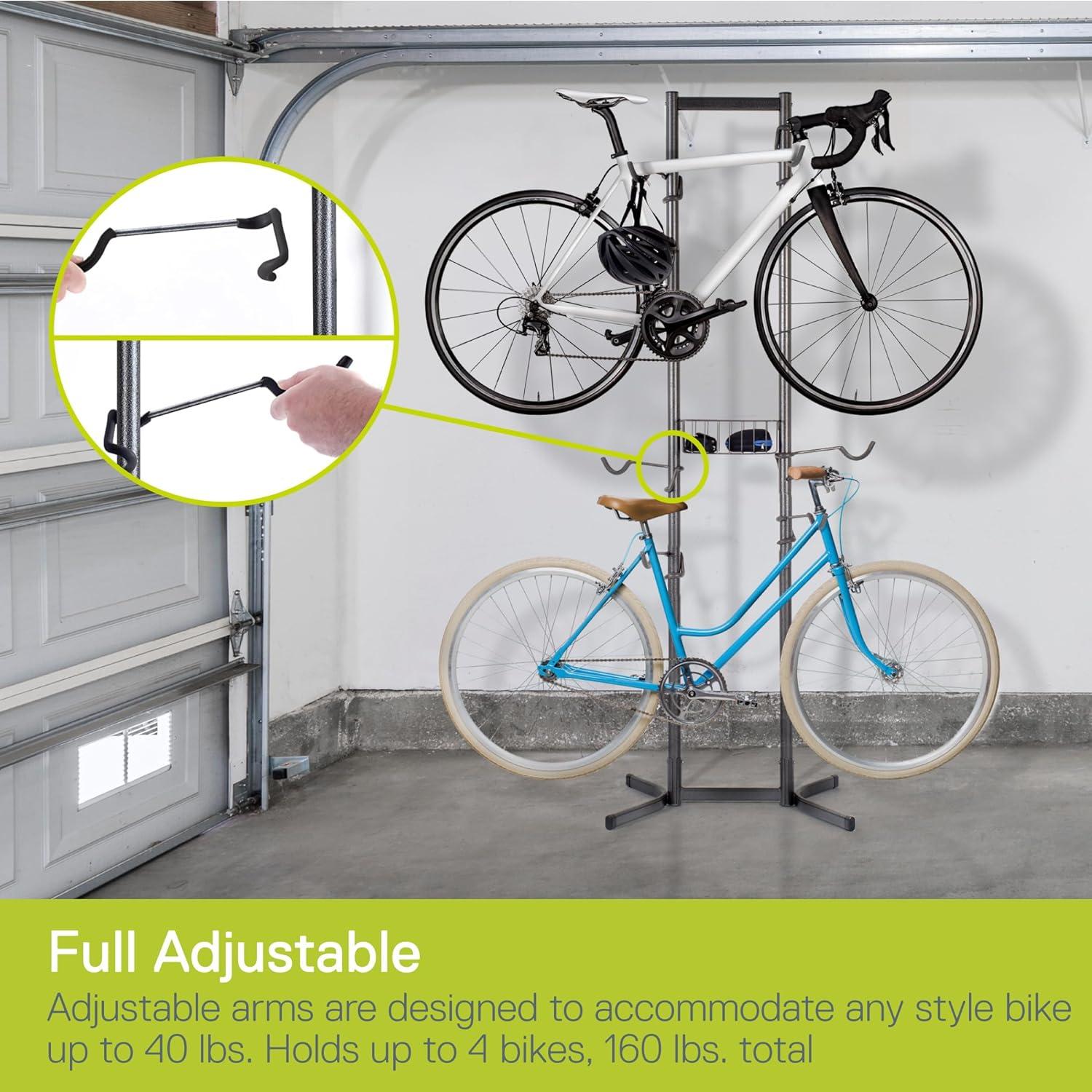 Four Bike Free-Standing Rack With Basket