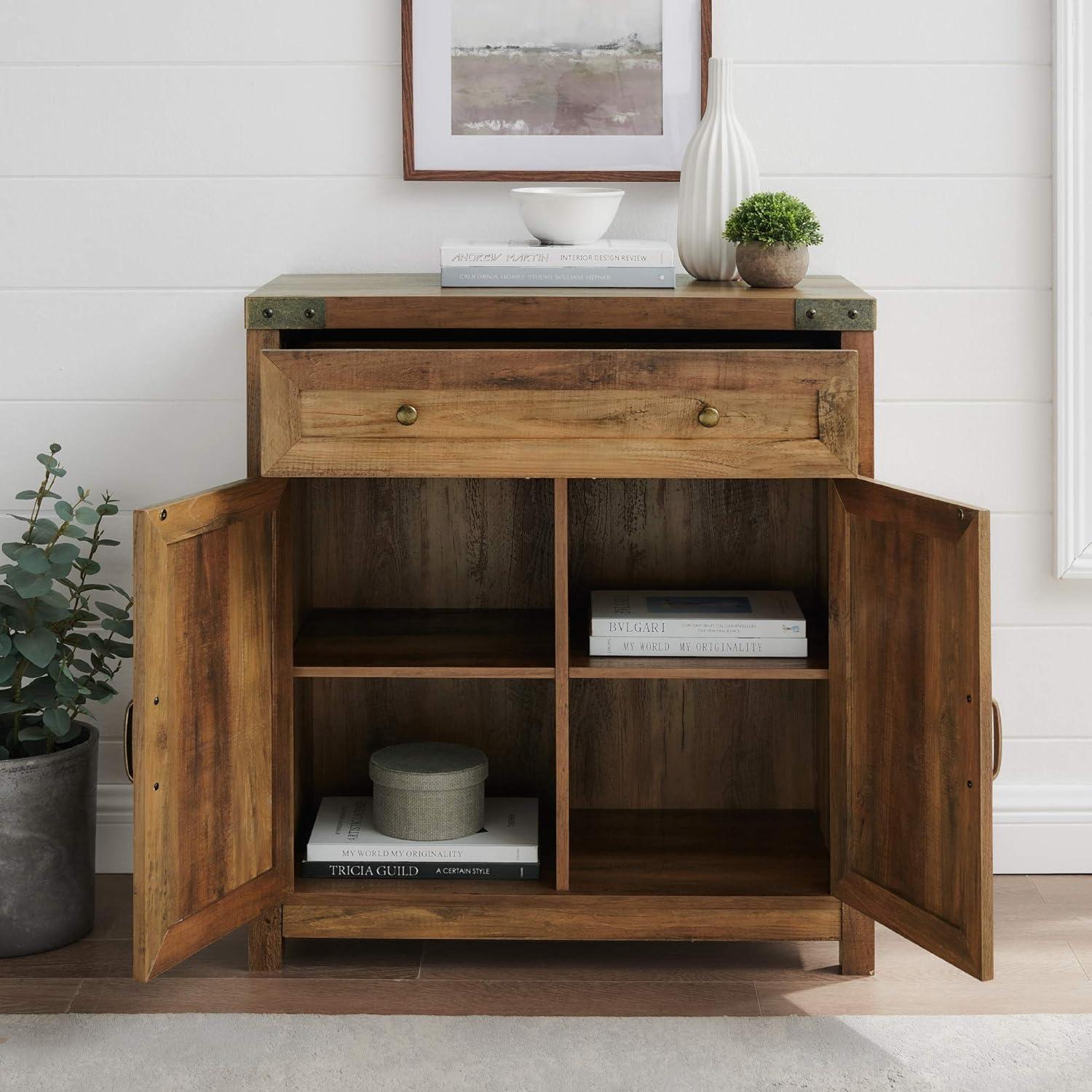 Freestanding White Office Storage Cabinet with Adjustable Shelving