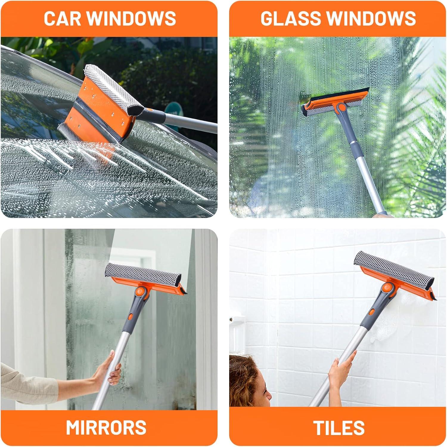 Adjustable Aluminum and Rubber Window Cleaning Squeegee Kit