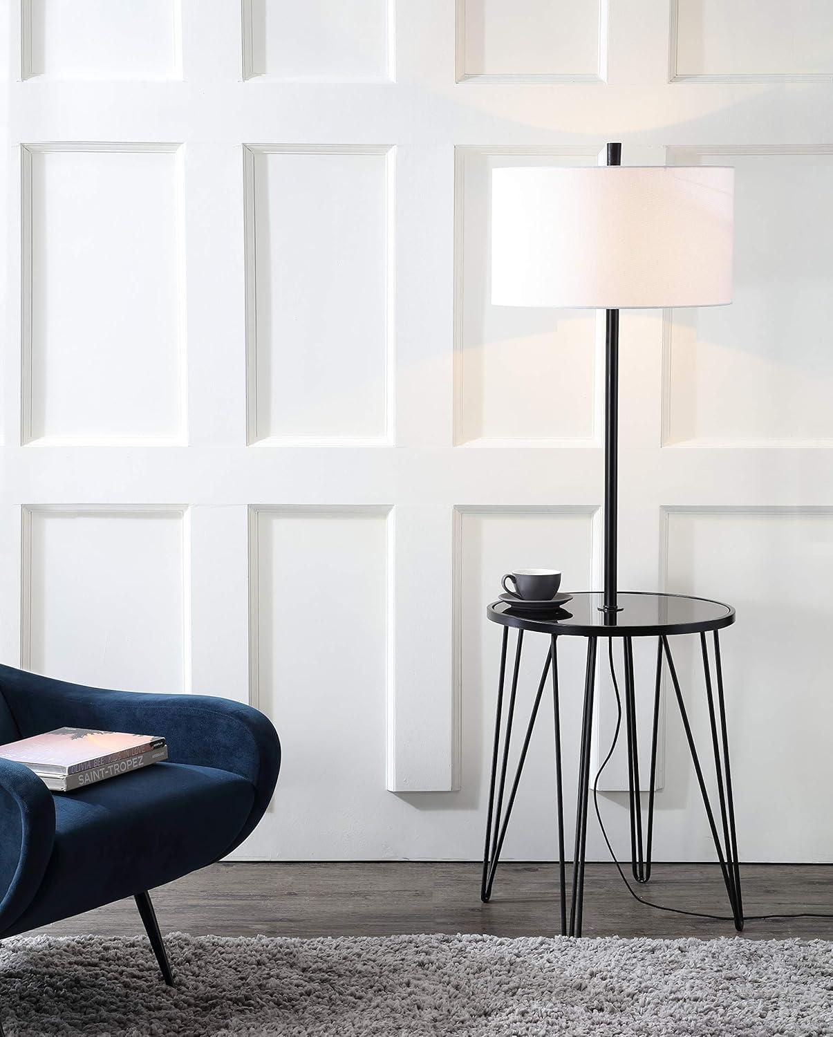 Ivy Bronx Dellinger 58'' Black Tray Table Floor Lamp