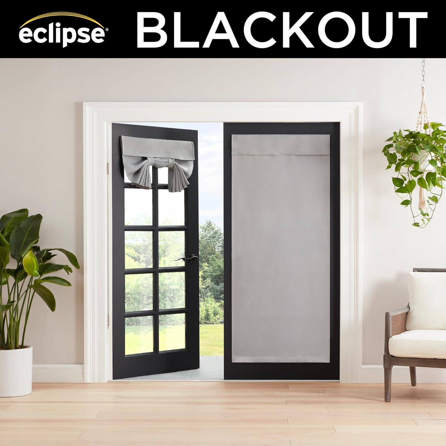 Gray Polyester Blackout French Door Panel, 40 x 26 Inch
