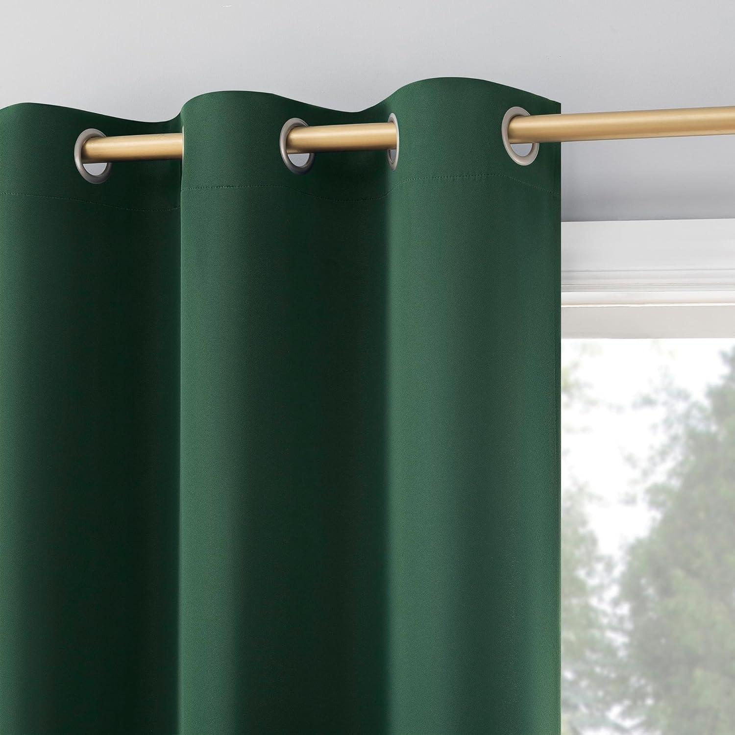 40"x95" Sun Zero Blackout Kenneth Energy Saving Grommet Curtain Panel Evergreen: Modern, Thermal Insulated, Noise Reduction