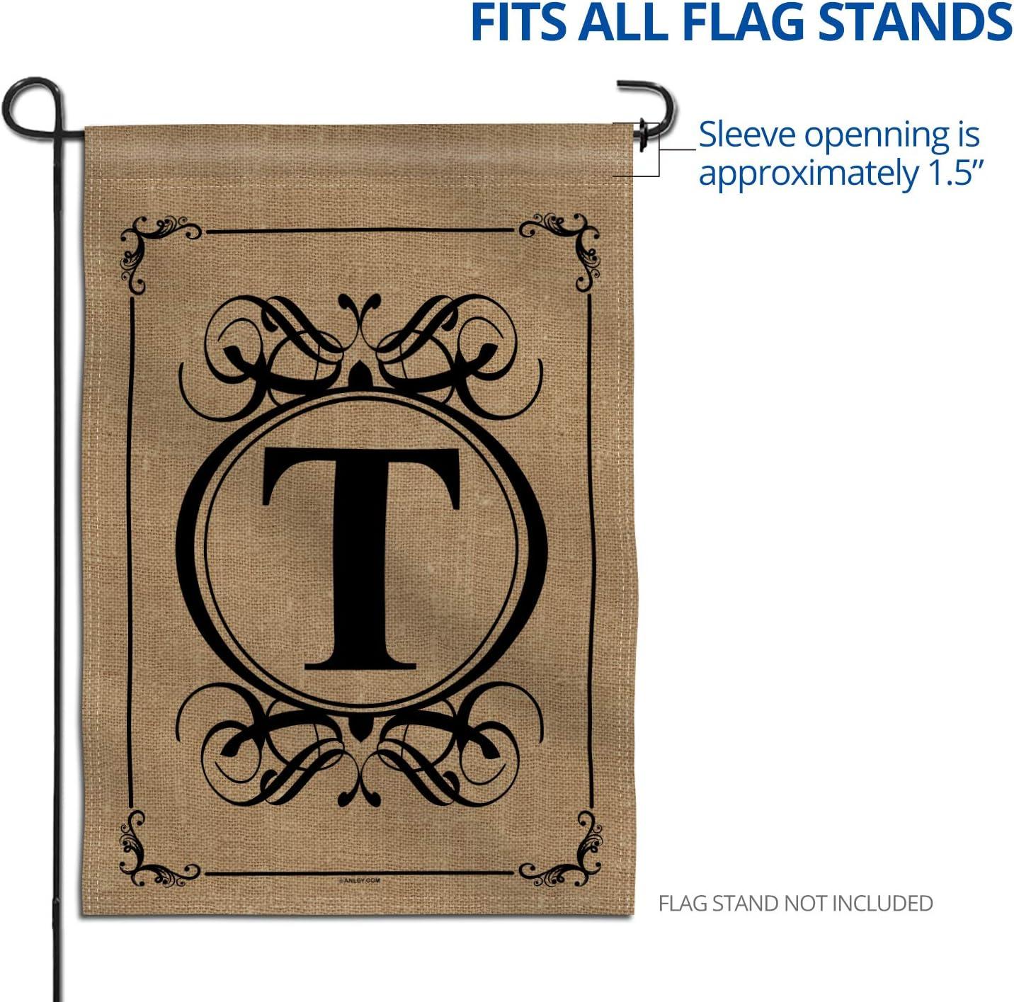 Anley Classic Monogram Letter T Garden Flag, Double Sided Family Last Name Initial Yard Flags 18 x 12.5 Inch