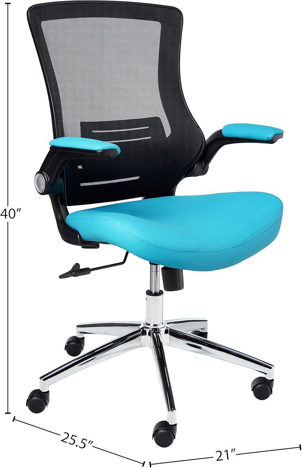 Elegant Blue Faux Leather Executive Swivel Chair with Chrome Base