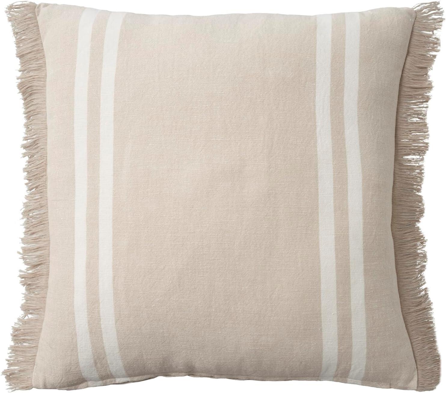 Mina Victory Lifestyle Cotton Linen Stripes Indoor Throw Pillow