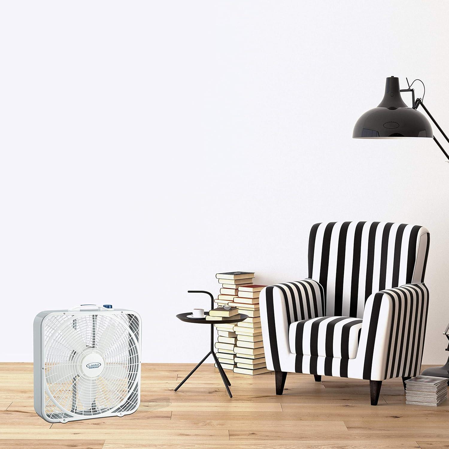 Lasko 20 Weather-Shield Performance Box Fan-Features Innovative Wind Ring System for Up to 30% More Air, 20 Inch, 3720