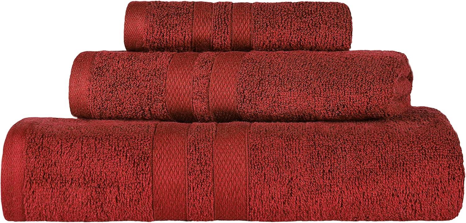 Superior Ultra Soft Cotton Solid 3-Piece Towel Sets, Maroon