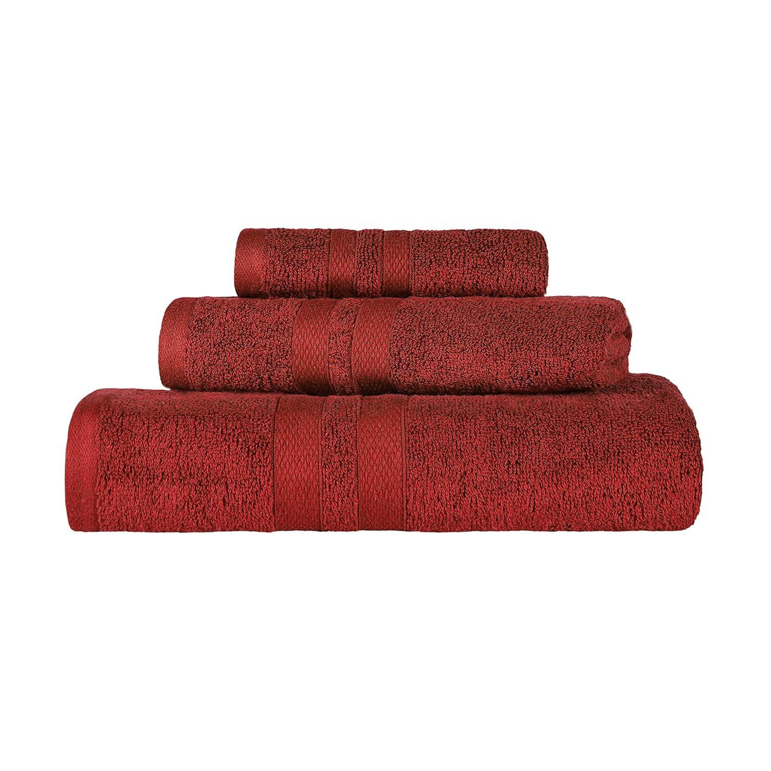 Superior Ultra Soft Cotton Solid 3-Piece Towel Sets, Maroon