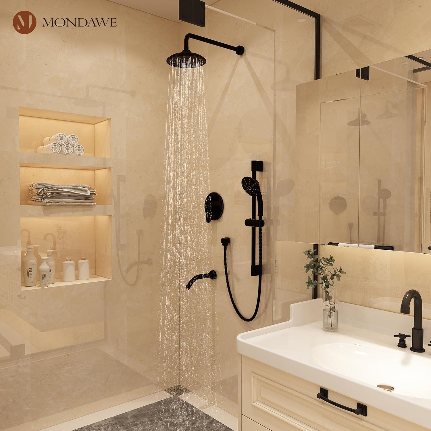 mondawe Calliope Wall Mounted 2-Function Retro Pressure-Balanced Shower System with 3 Setting Handheld MD-A3815-ORB
