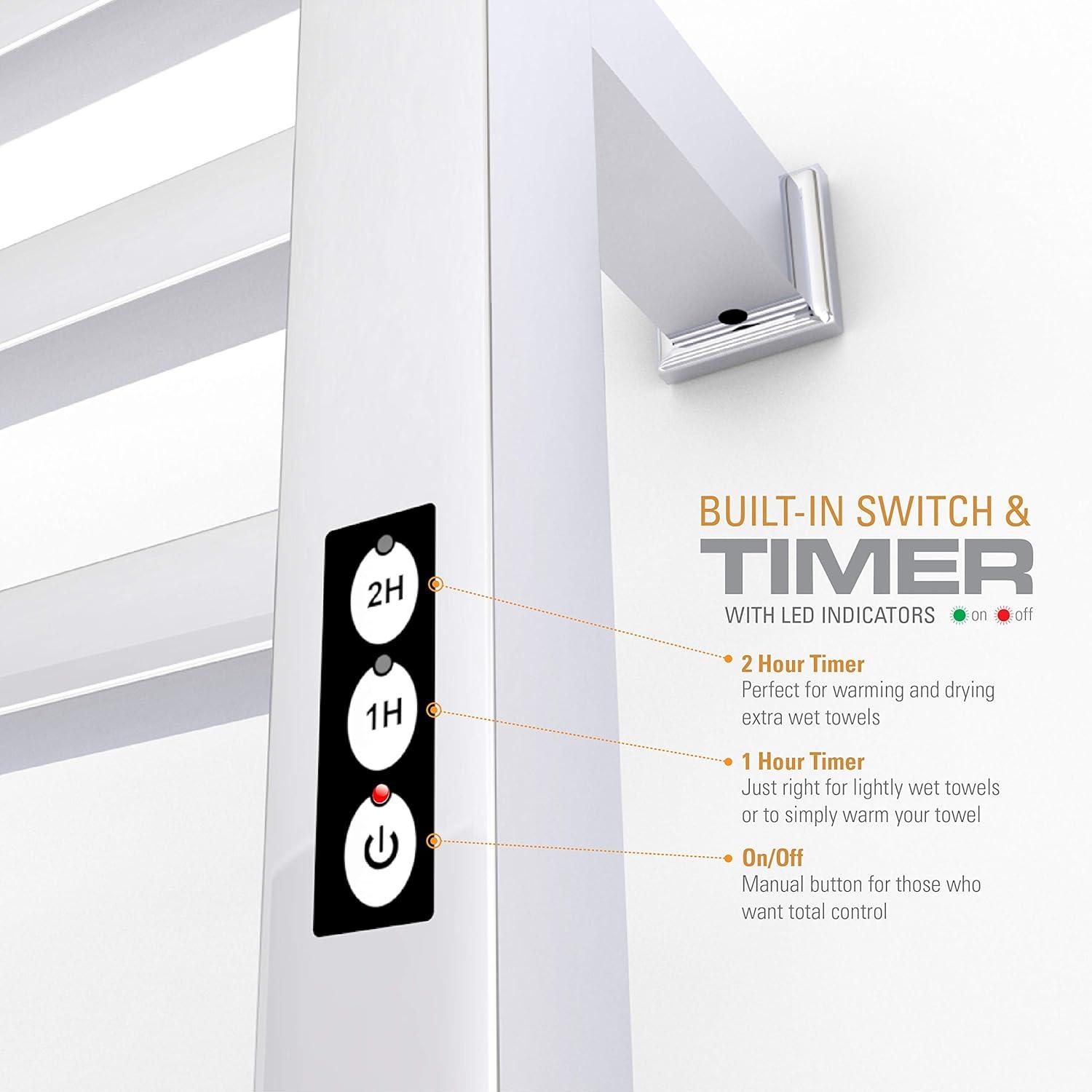 Brushed Stainless Steel Wall Mounted Electric Towel Warmer with Timer