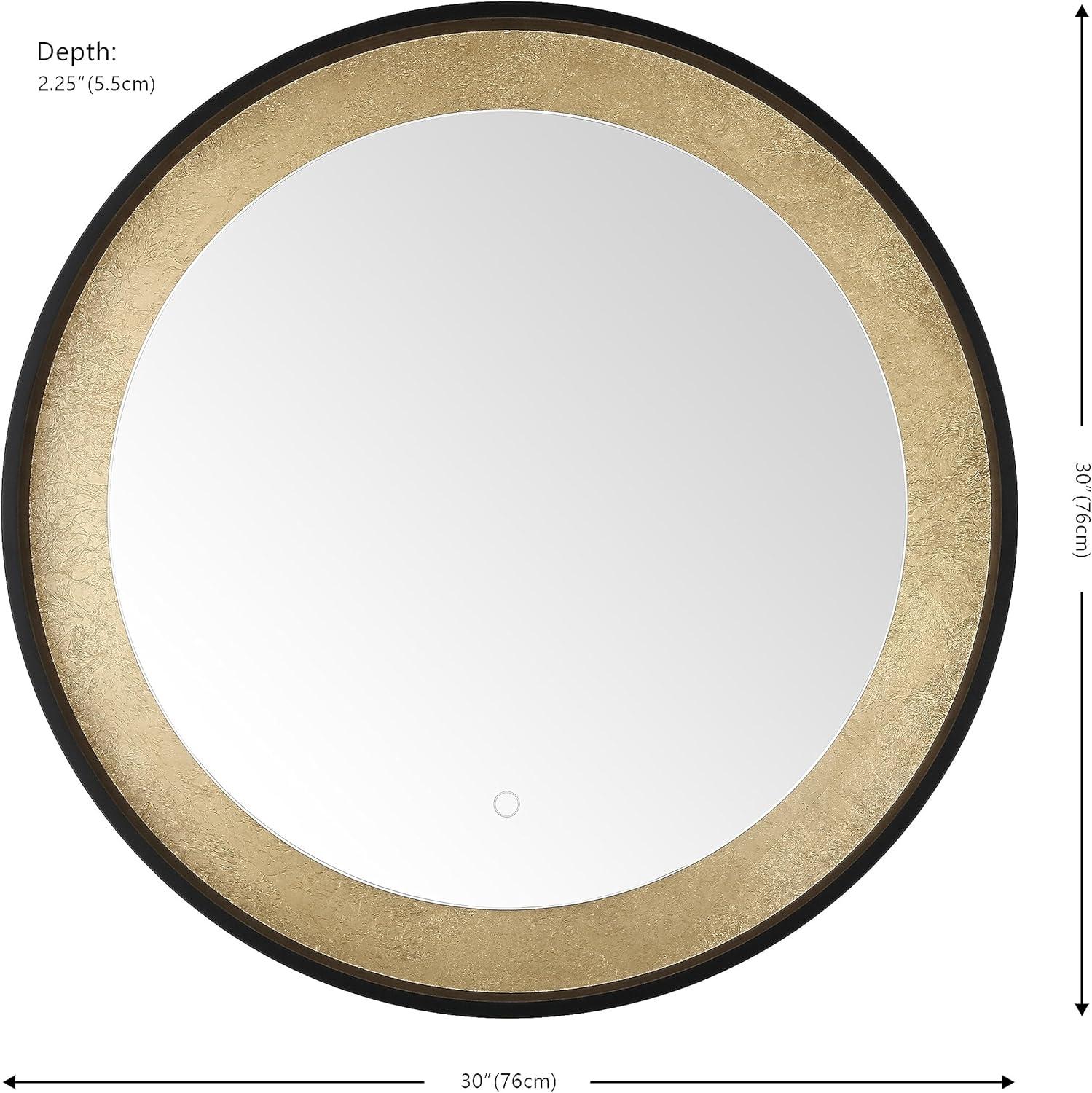 Erdem 30" Round Vanity Mirror with Silver and Gold LED Lighting