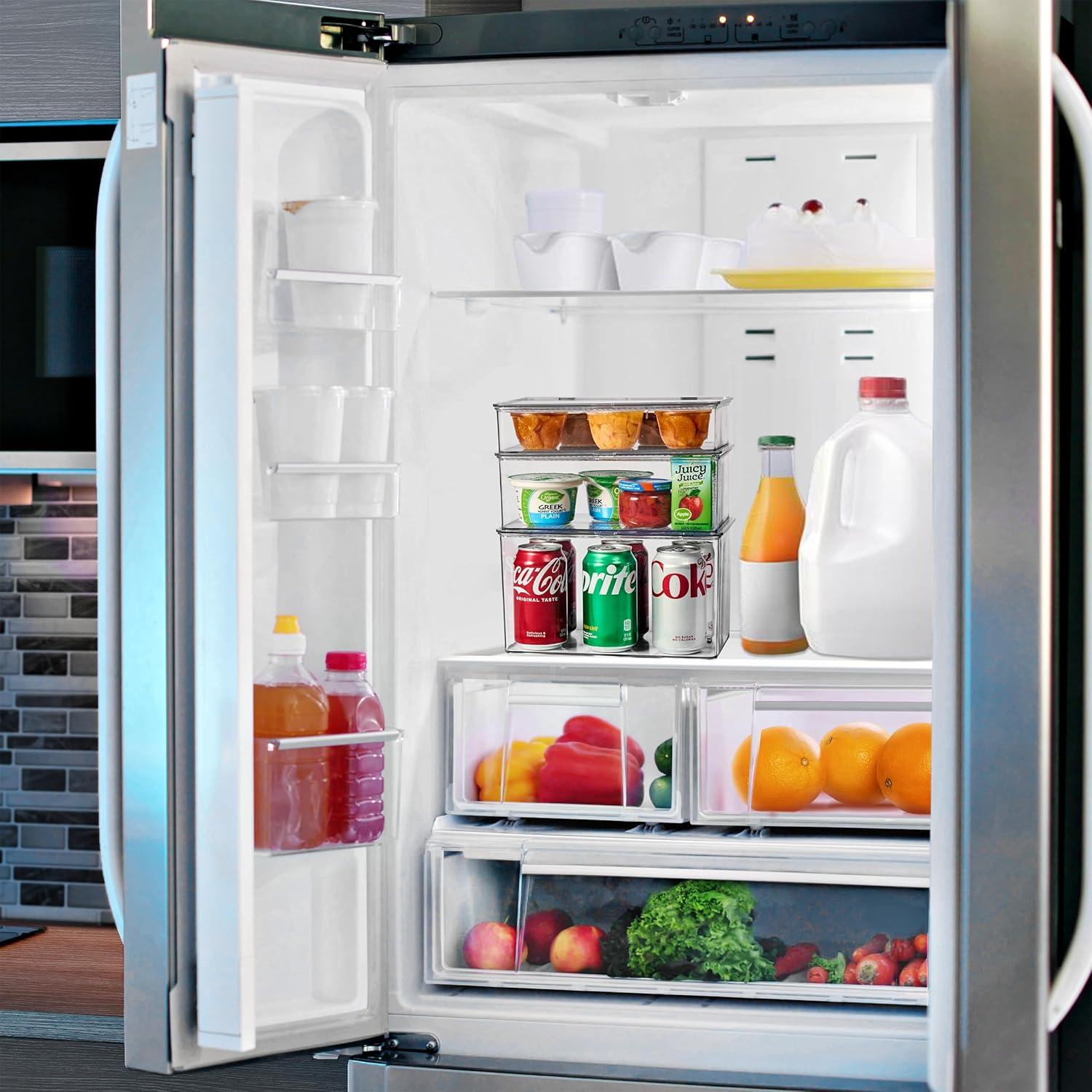 Sorbus Variety Clear Storage Bins For Pantry & Fridge With Hinged Lids, 3 Piece