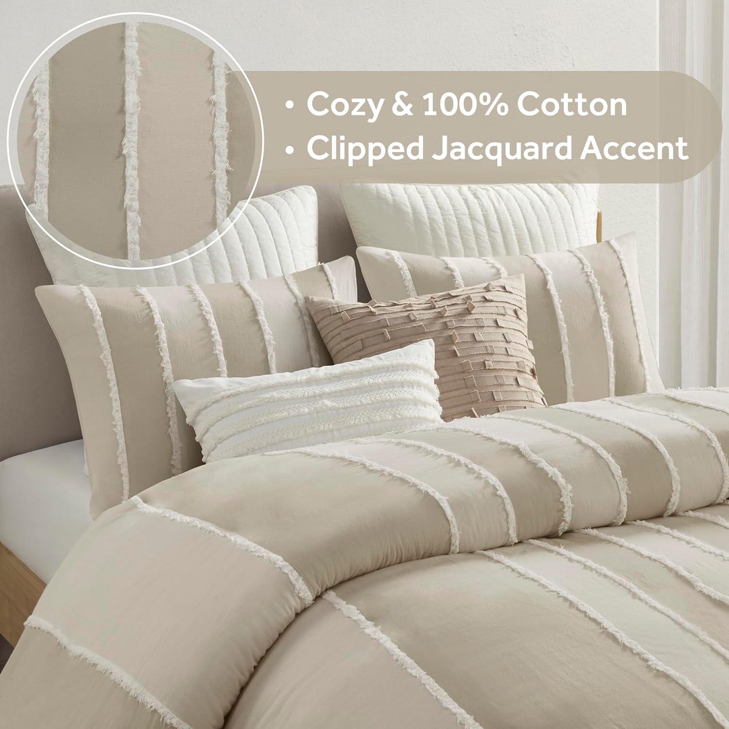 INK+IVY Shay 3 Piece Striped Cotton Duvet Cover Set