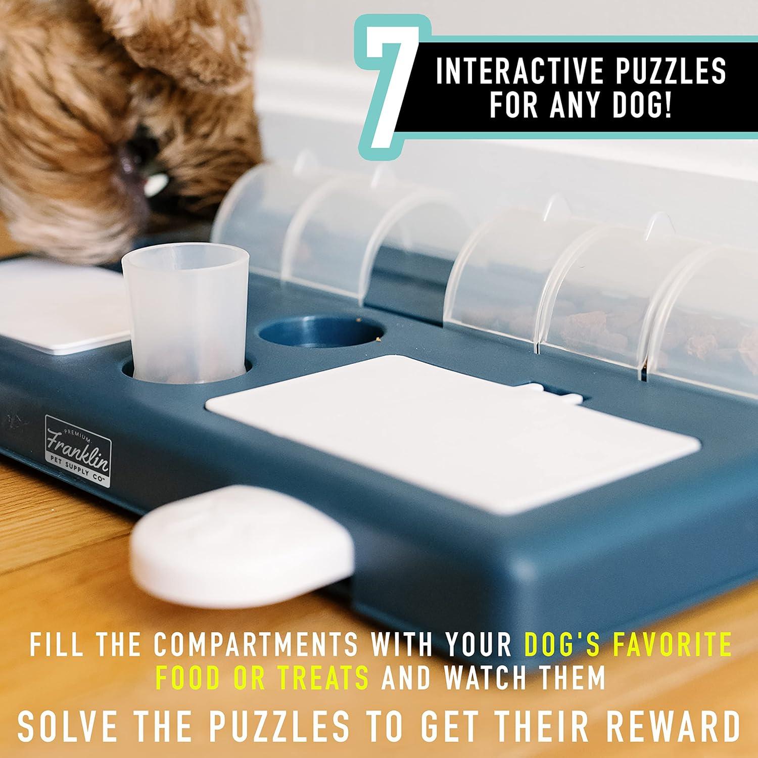 Franklin Pet Supply Interactive Dog Toy + Puzzle Feeder - Dog Food + Treat Puzzle Game Set for Small, Medium + Large Dogs - Enrichment Training Toy + Slow Feeder for All Dogs