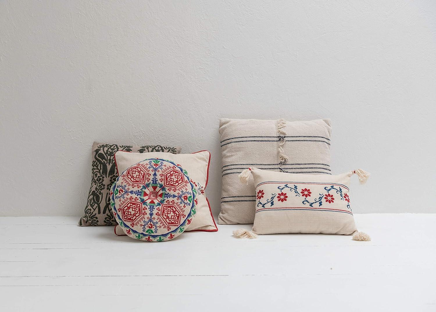 Creative Co-Op Embroidered Cotton Throw Pillow