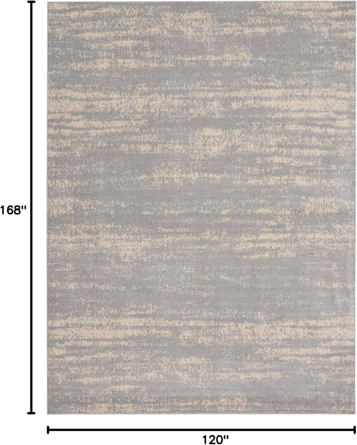 Nourison Essentials 10' x 14' Grey/Beige Modern Indoor/Outdoor Rug
