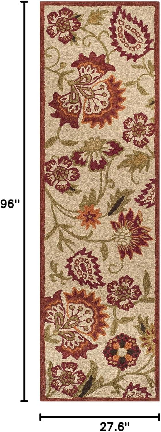 Blossom BLM862 Hand Hooked Runner Rug - Beige/Multi - 2'3"x8' - Safavieh.