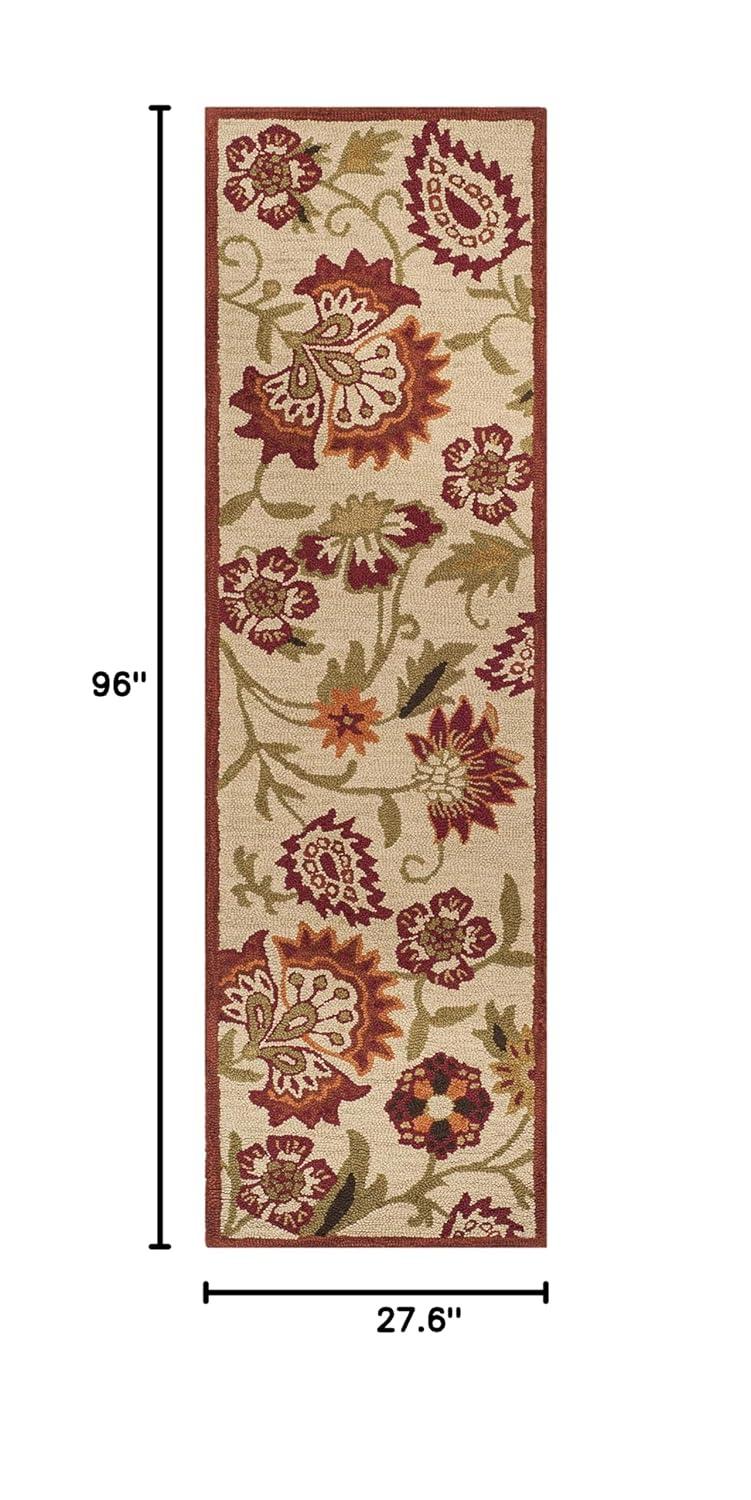 Blossom BLM862 Hand Hooked Runner Rug - Beige/Multi - 2'3"x8' - Safavieh.