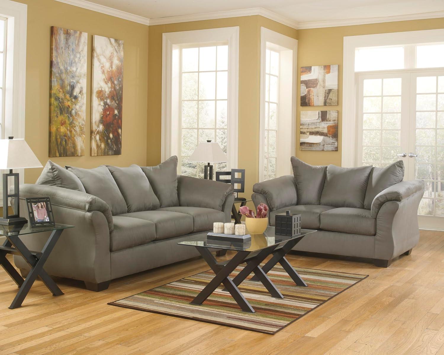 Signature Design by Ashley Darcy Fabric Loveseat in Cobblestone