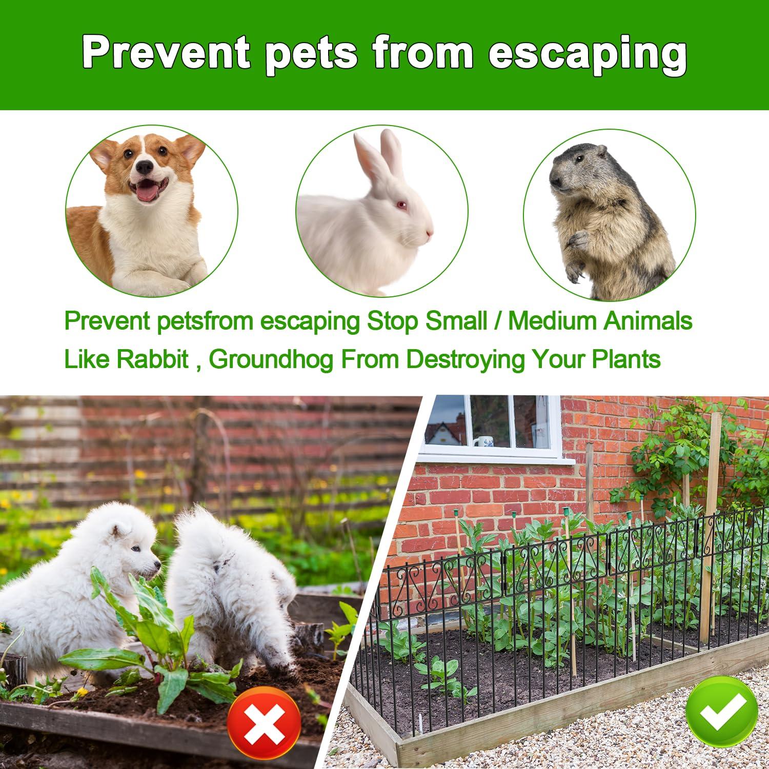 MOOACE 25 Pack Animal Barrier Fence,16.7 in(H) X 26.25 Ft(L) No Dig Decorative Fences, Rustproof Metal Small Fencing Panels, Dog Rabbits Blocker Fence for Outdoor Yard for Ground Stakes