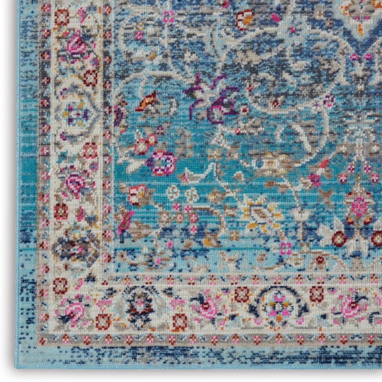 Nourison Vintage Kashan VKA01 Blue/Ivory/Orange Indoor Area Rug - 2' x 4'