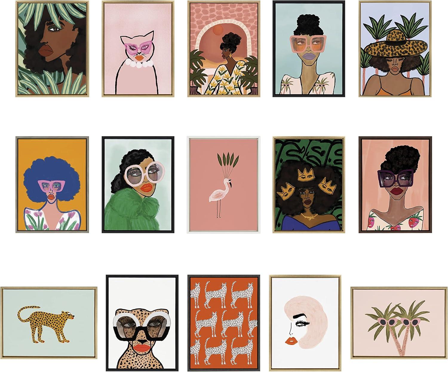 Kate and Laurel " Glam Cat V2 " by Kendra Dandy Of Bouffants And Broken Hearts Painting Print