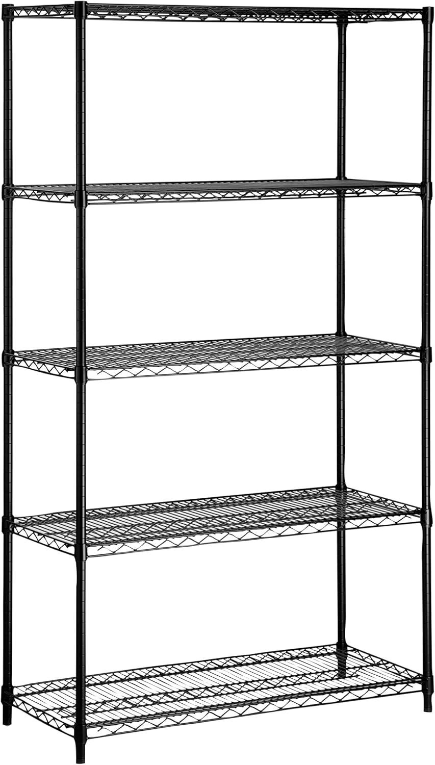 Honey-Can-Do 5-Tier Black Steel Adjustable Shelving Unit