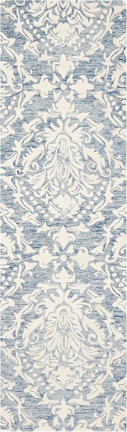 Blossom BLM107 Hand Tufted Indoor Runner Rug - Blue/Ivory - 2'3"x6' - Safavieh