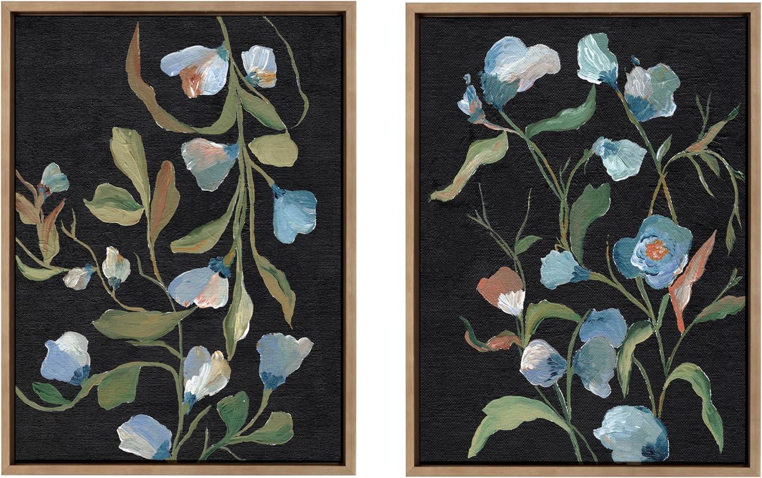 Kate & Laurel All Things Decor 18"x24" (Set of 2) Sylvie Foliage I and III Framed Canvas Arts by Nikita Jariwala Gold