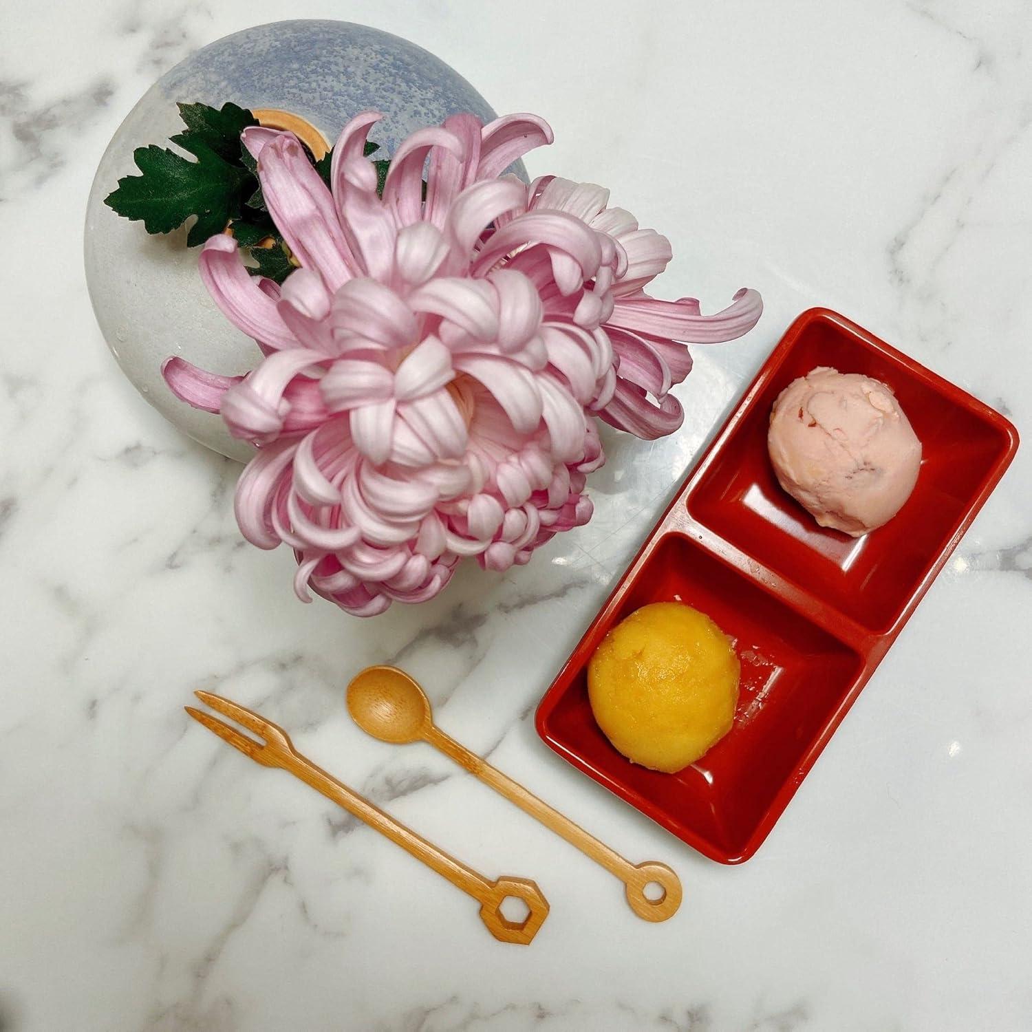 JapanBargain 2395, Japanese Style Soy Sauce Melamine Dishes Dipping Bowls, Red and Black Color, Two Compartments, 12 Pack