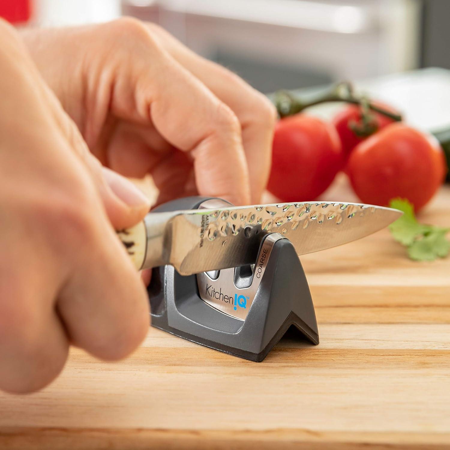 KitchenIQ Deluxe Diamond Edge Grip 2-Stage Knife Sharpener