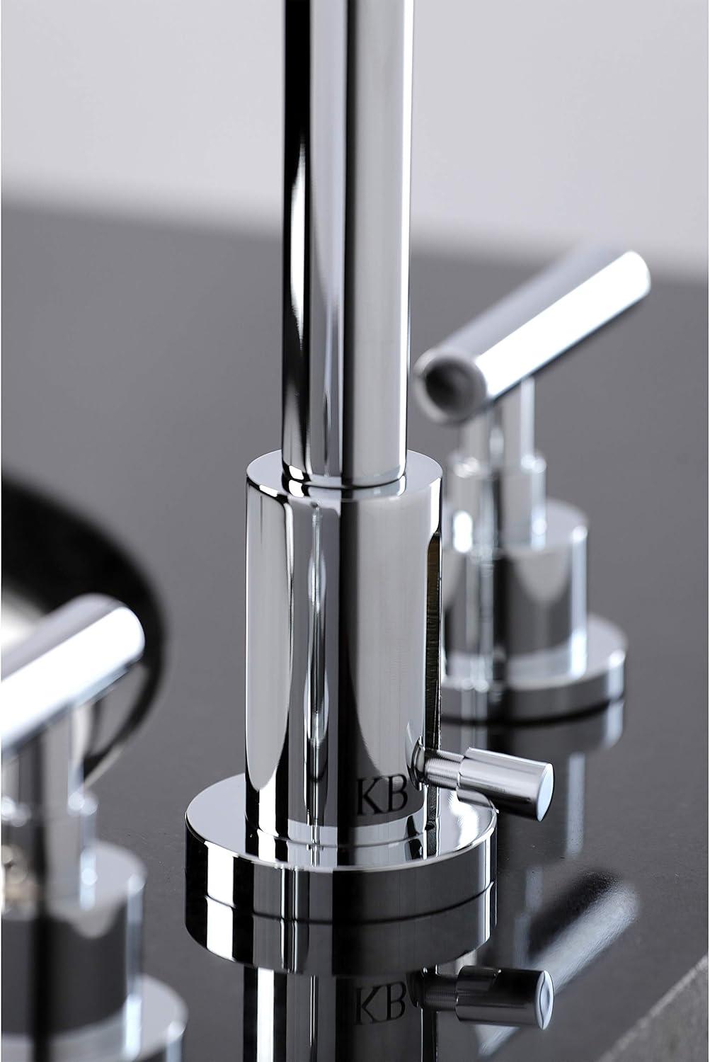 Kingston Brass Manhattan Two-Handle 3-Hole Deck Mount Widespread Bathroom Faucet with Brass Pop-Up Drain