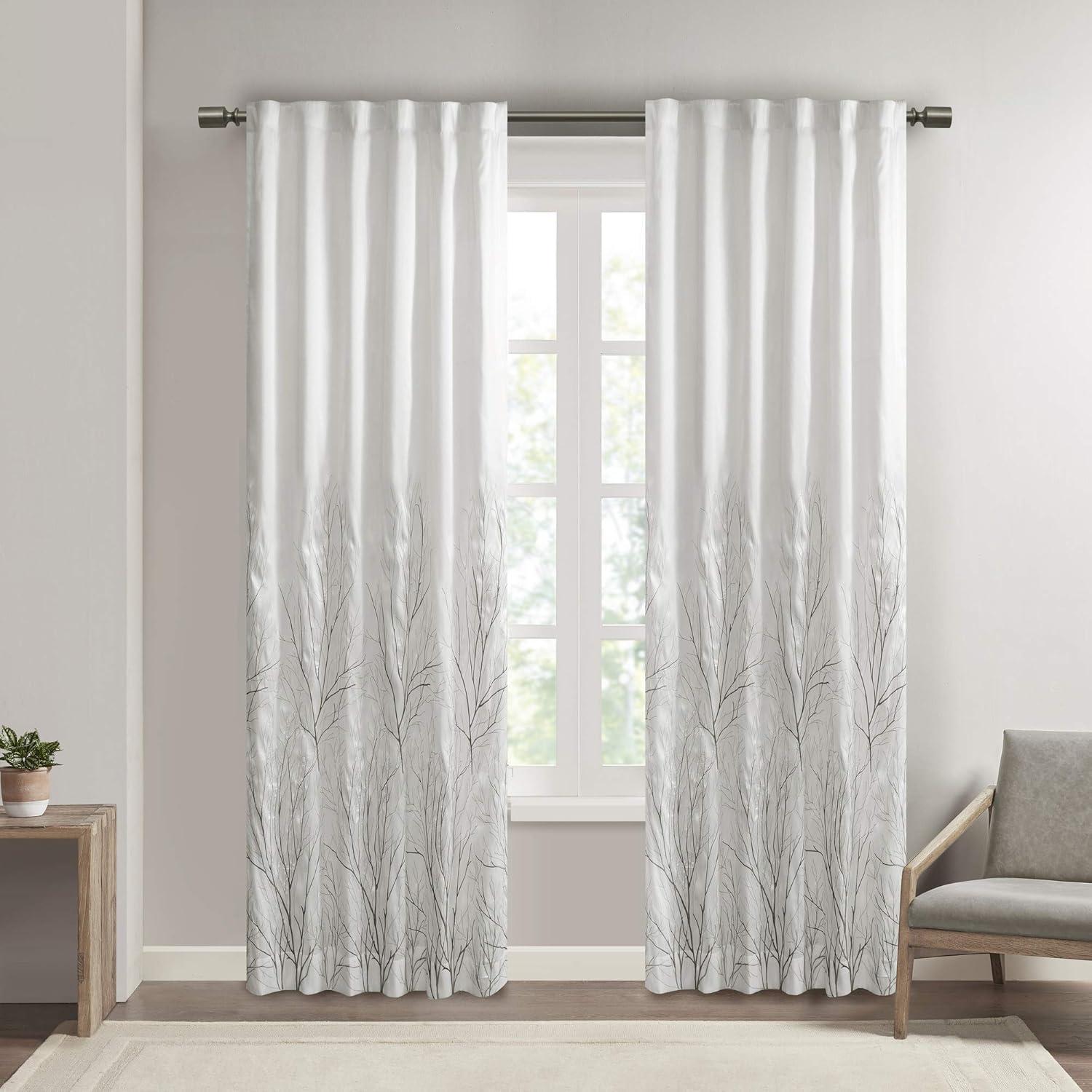 Andora Embroidered Branch Rod Pocket Single Curtain Panel