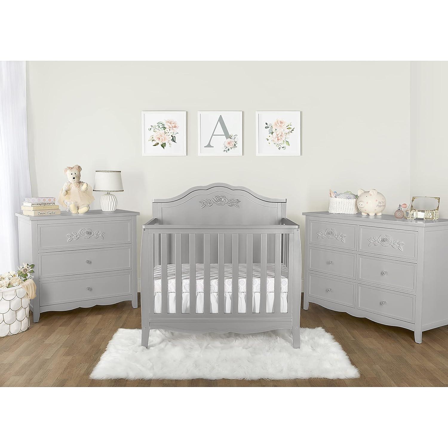 Dream On Me Jasmine 4-in-1 Convertible Mini Crib, New Zealand Pinewood, White
