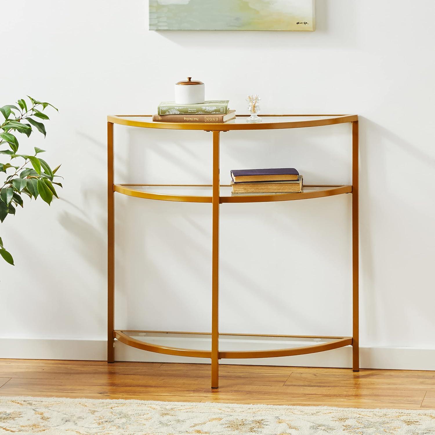 HomePop Half-Moon Modern Metal Accent Table, Gold