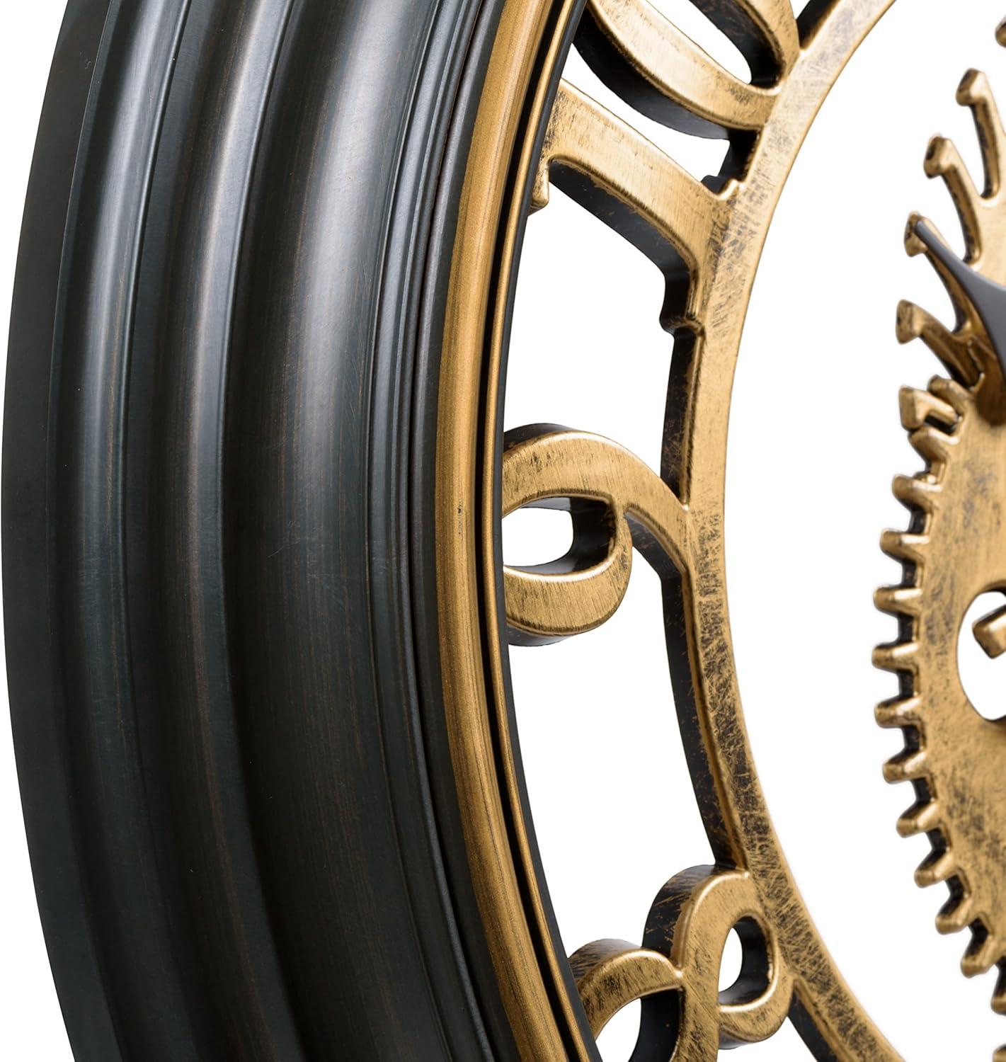 La Crosse Clock 20-inch Bronze Antiqued Gears Vintage Quartz Analog Wall Clock, 404-3051C