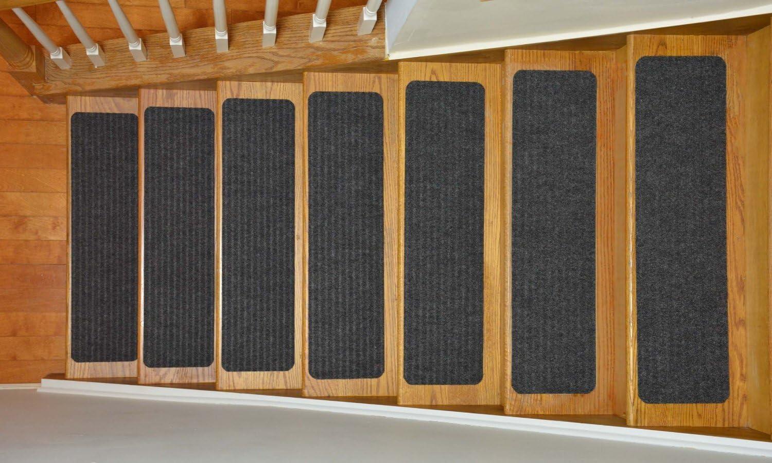 Stair Treads Collection Indoor Skid Slip Resistant Carpet Stair Tread Treads (Dark Grey, Set of 13 (8 in x 30 in))