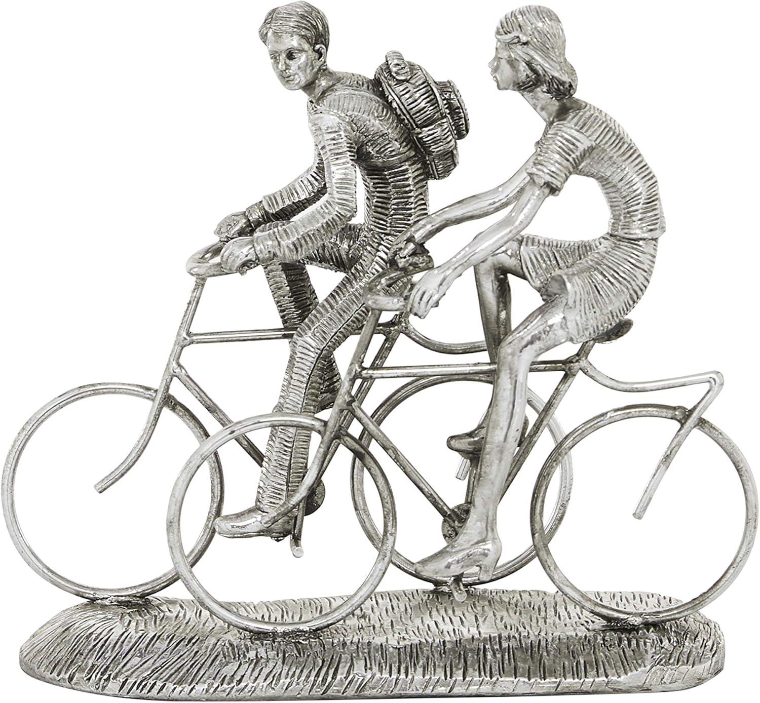 DecMode Polystone Bicycle Contemporary Sculpture Silver