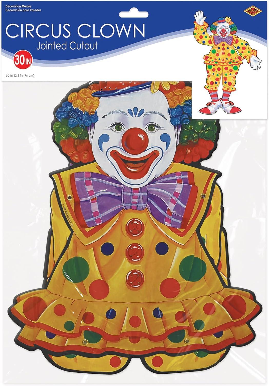 Colorful 30" Cardstock Circus Clown Wall Decoration
