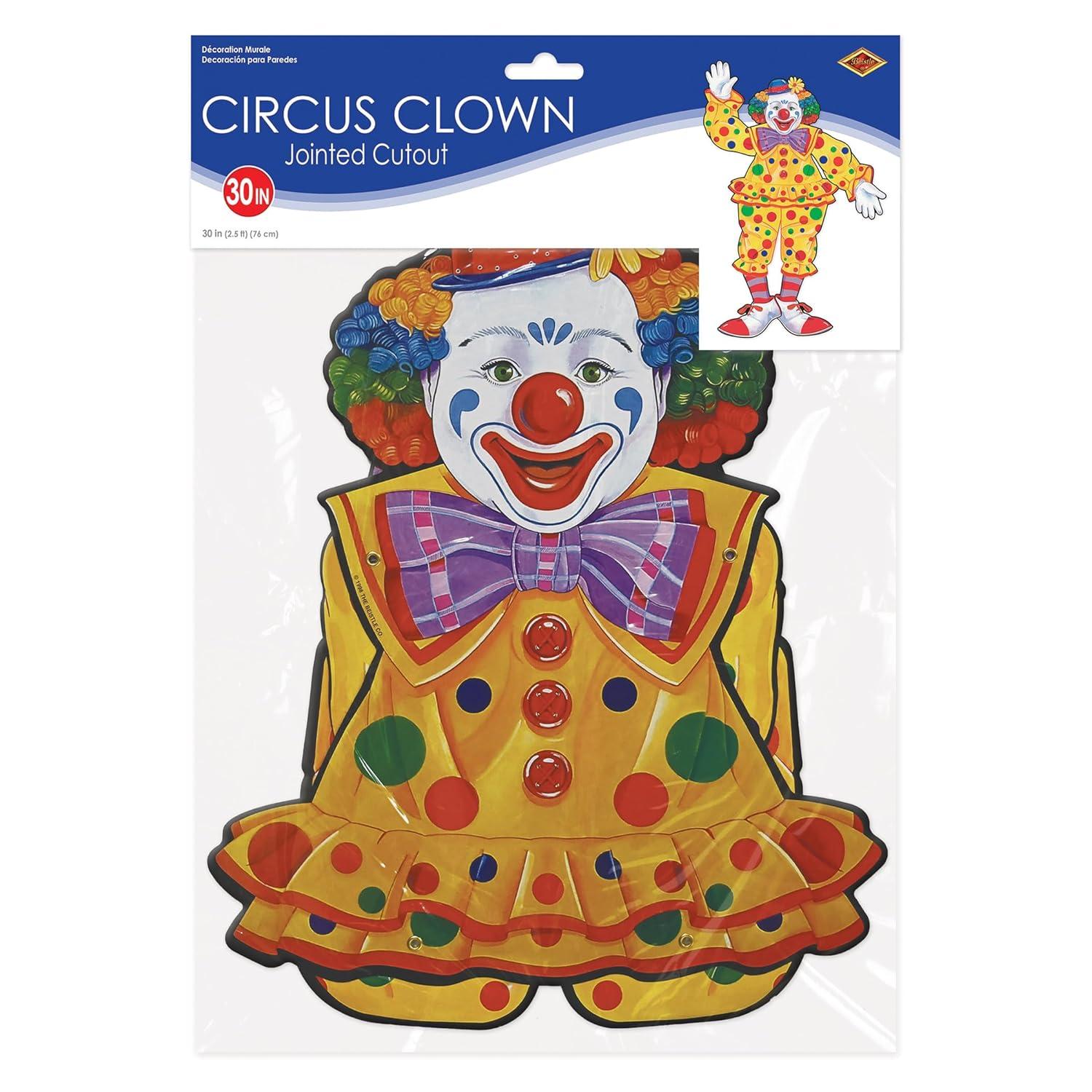 Colorful 30" Cardstock Circus Clown Wall Decoration