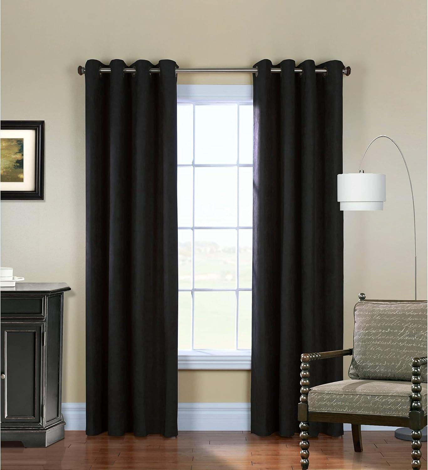 Commonwealth Thermaplus Navar Blackout Faux Suede Grommet Top Panel - 54x84" - Black