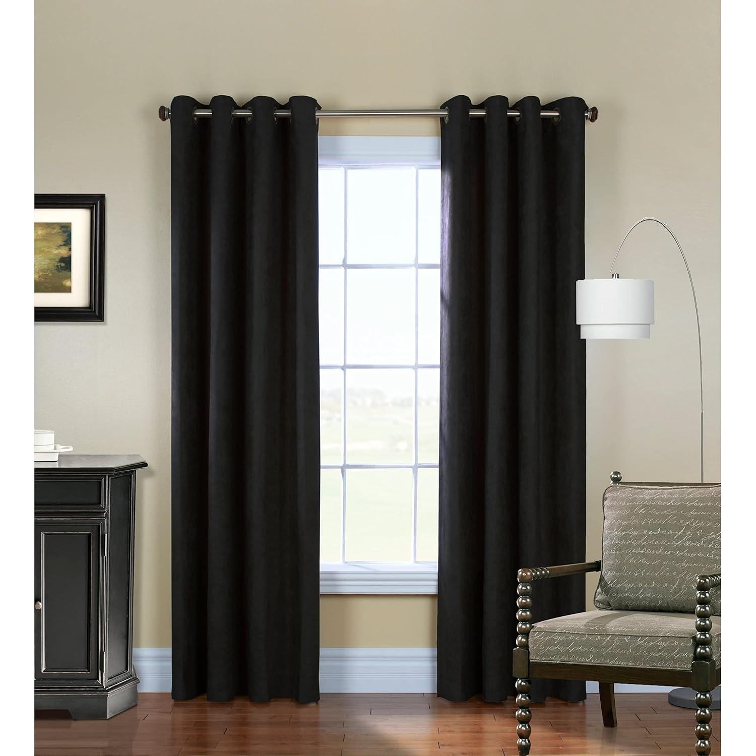 Commonwealth Thermaplus Navar Blackout Faux Suede Grommet Top Panel - 54x84" - Black