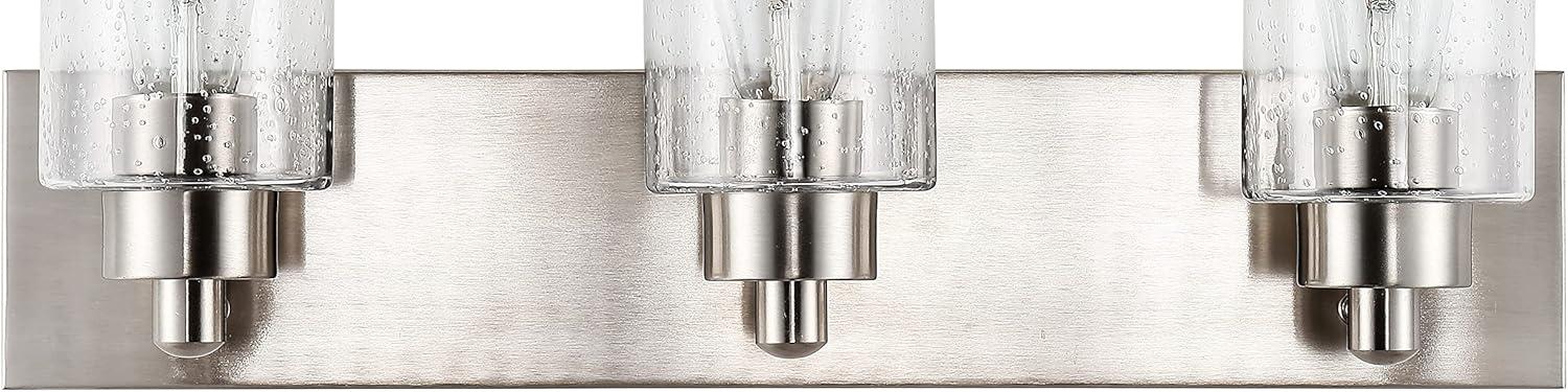 Irving 22" 3-Light Seeded Glass/Iron Modern Contemporary LED Vanity Light, Nickel