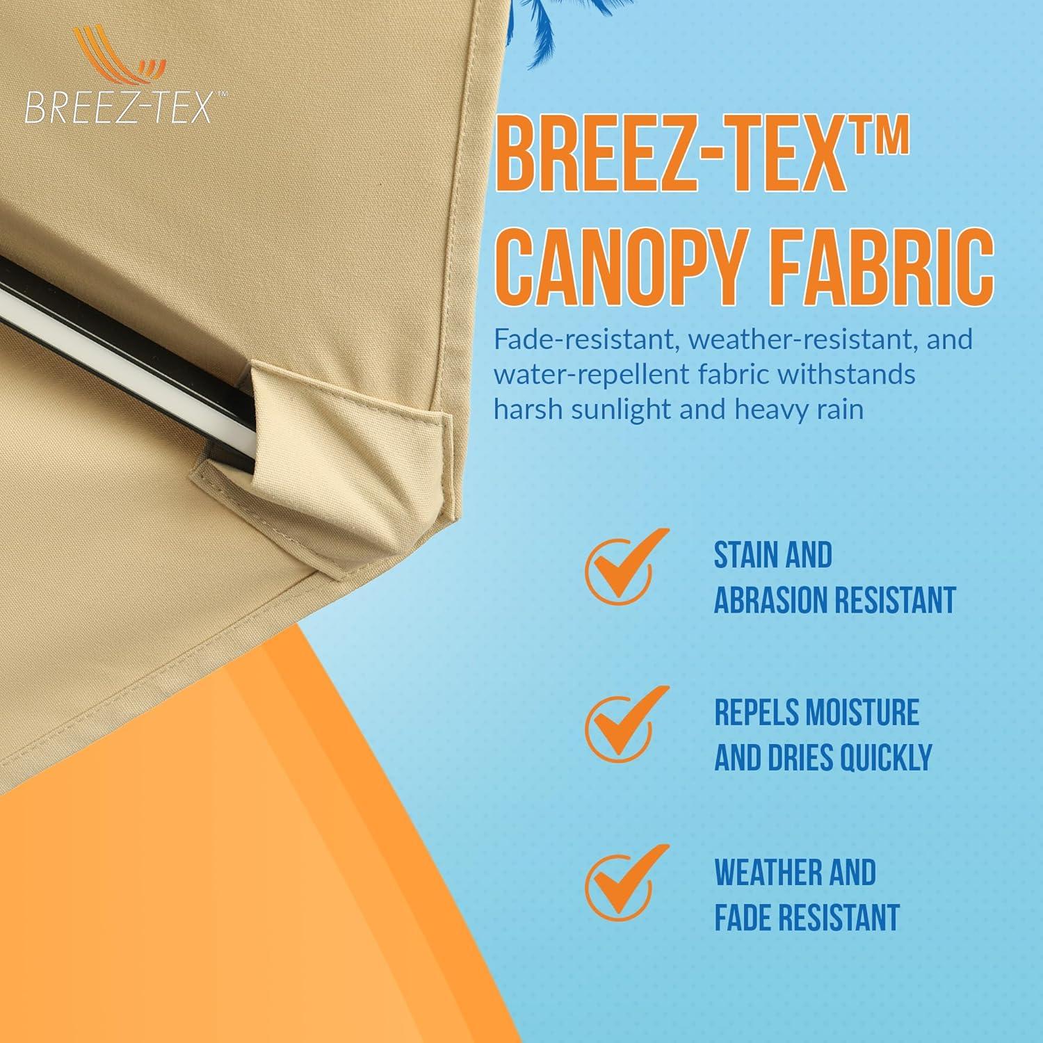 11' x 11' Calypso II Market Patio Umbrella with Solar LED Strip Lights Champagne - Island Umbrella